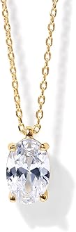 PAVOI 14K Gold Plated Cubic Zirconia Diamond Pendant Necklace for Women | Adjustable Slider