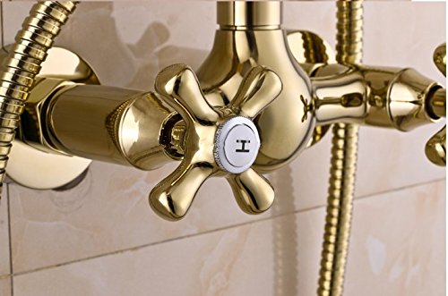 Robinet mitigeur douche double croix mécanique Gowe luxe or - 5