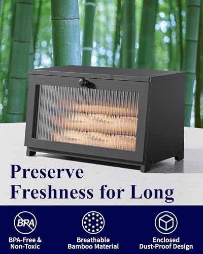 Kitsure-Wooden-Bread-Box-for-Kitchen-Countertop-1-Tier-Black-Large-Capacity-Kitchen-Countertop-Organizer-Stylish-Bread-Storage-with-Window-Multi-functional-Container