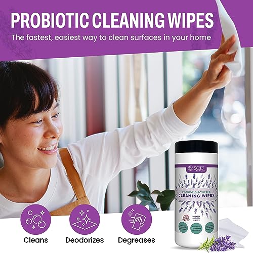 Probiotic Cleaning Wipes With Lavender Essential Oil, Microcleans Surfaces For Up To 7 Days, Home Compostable & Biodegradable, All-Natural Multi Surface Wipes By Scd Probiotics, 180 Sheets (Pack Of 6) #TOP2
