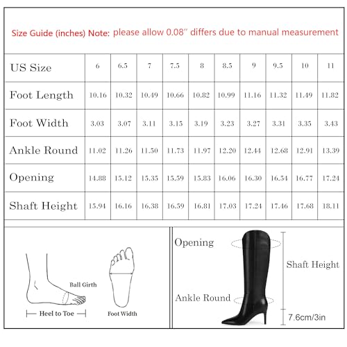 Image of Easyfox Knee High Boots Women Pointed Toe Stiletto Heel Tall Boots | Side Zipper,3 In Stiletto Heel,Fall Spring Winter Fashion Dress Tall Boots,Evening Bridal office Long Boots