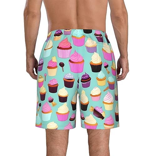 Cupcake Pattern Print Mens Swim Trunks Quick Dry Swim Shorts Swimsuits with Pockets Beach Shorts for Men3