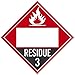 NMC DL81BPR25, DOT Placard Sign,"Residue 3, Bl." (5 Packs of 25 pcs)