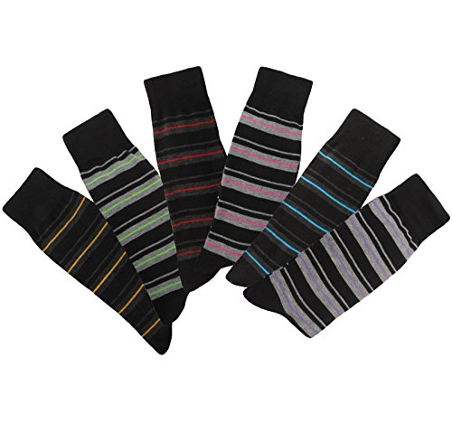 MENS DRESS SOCKS STRIPE DESIGN FORMAL NOVELTY COOL CREW FASHION DESIGNER SOCKS SIZE 10-13 (6-PAIRS)3