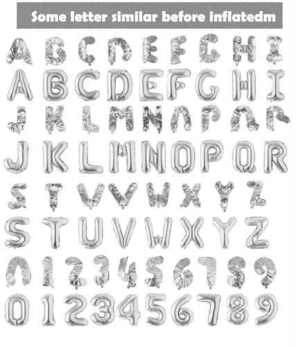 Image of Happy Birthday Balloon Banner Custom Phrase Balloons letter 16 inch Personalized Alphabet Letters Foil Mylar Balloons (Silver)