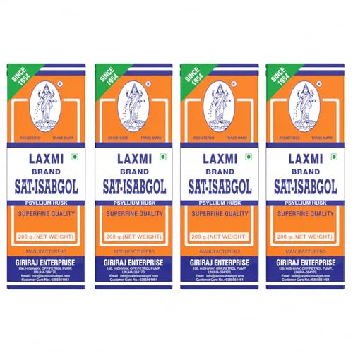 Image of Laxmi Sat Isabgol Psyllium Husk Powder-800 gm | For Constipation Relief & Gut Health | High Fiber Supplement | Supports Easy Bowel Movement, Digestive Wellness & Bloating Relief | 200 gm (Pack of 4)