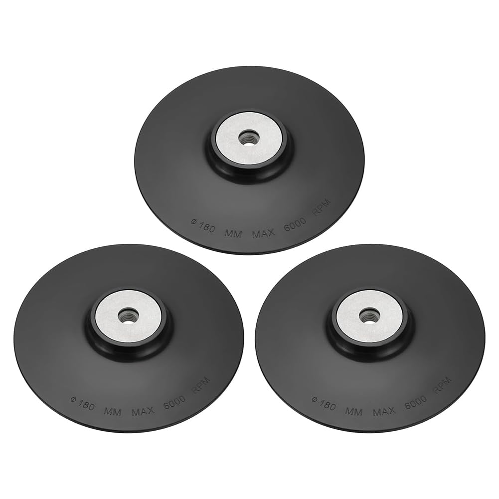 Littimoon 3pcs Plastic Angle Grinder Backing Pad Compatible with M14 Internal Thread Disc Sander Angle Grinder 180mm Diameter