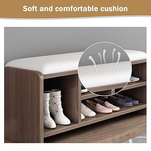Meuble d'entrée avec assise en cuir PU pour ranger les chaussures sans encombrer