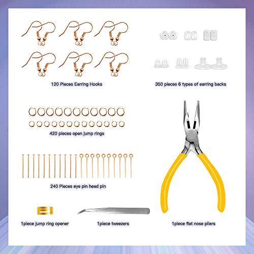 image for Gacuyi Rose Gold Earring Making Suppliers Kit,6 Types Earring Backs fo