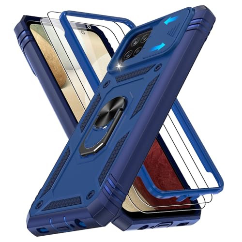 Coque Samsung Galaxy A12 antichoc militaire bleu avec vitres