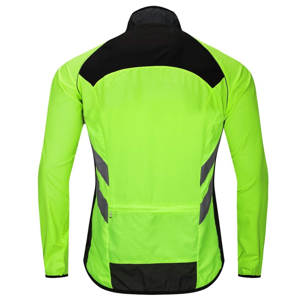 Chaqueta de ciclismo al aire libre Cuello alto Manga larga Protección solar Jersey para correr Cortavientos para ciclismo ligero y transpirable MTB Abrigo a prueba de viento Abrigo,Green-EU XL