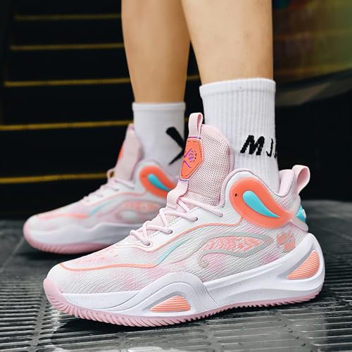 Image of Womens Mens Basketball Shoes High Top Fashion Volleyball Sneakers Breathable Lace Up Non Slip Sport Outdoor Shoe for Unisex