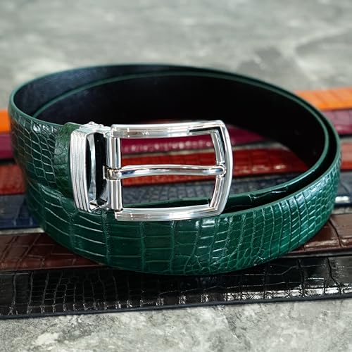 Image of vinacreations AIIigator Belt Leather Strap Belts 1.5 inch Width Adjustment Removal Buckle Jean Dress Croc Handmade