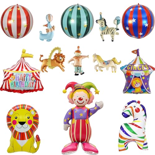 Cirque Ballons Aluminium XXL, Clown Debout Géant Aluminium Ballons, Animaux Thème, Carnaval Fête Anniversaire Décoration, Ballons Décoratifs (Décoration...