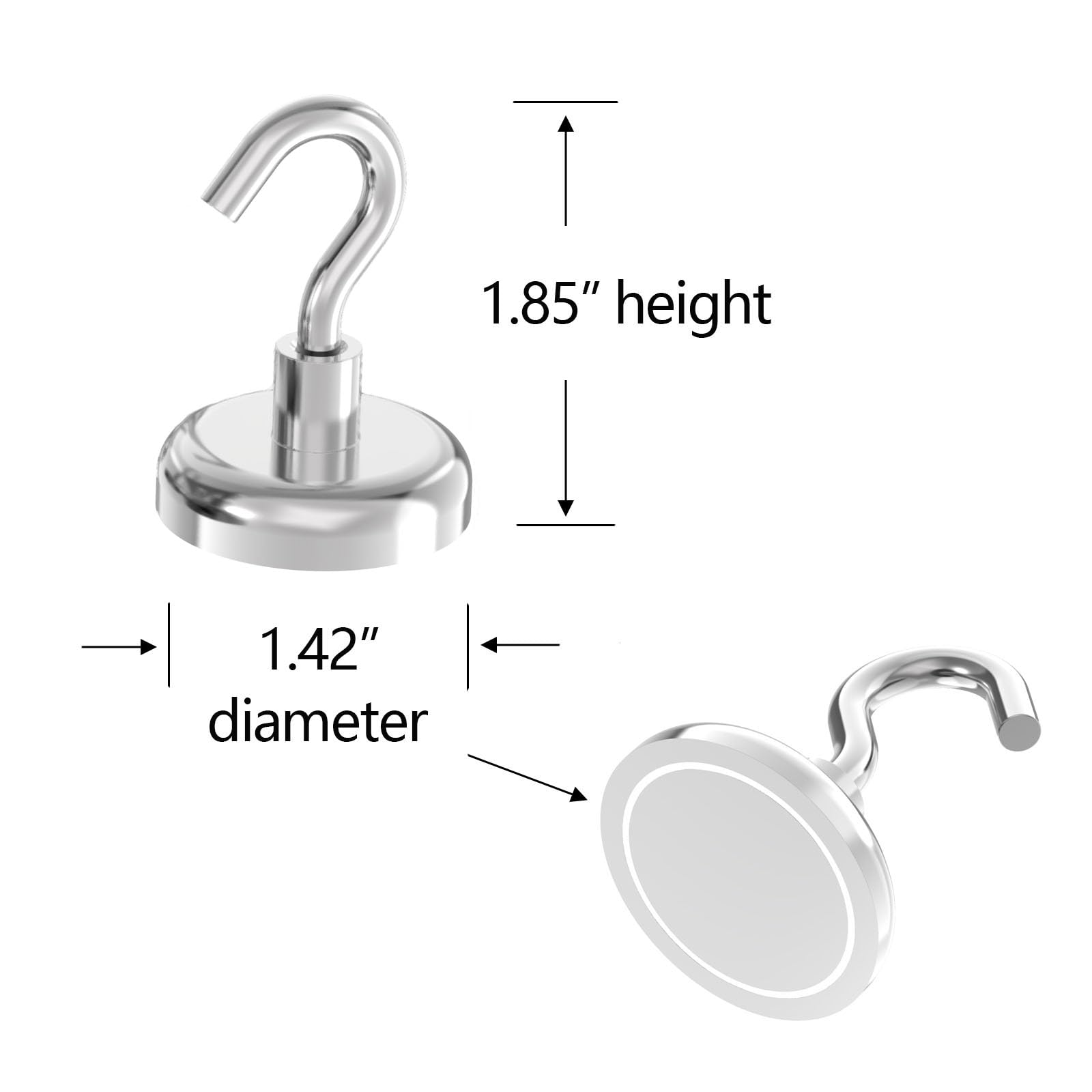 6 ganci magnetici robusti da 68 kg, con base magnetica di diametro 3,6 cm, magneti al neodimio con gancio per cucina, posto di lavoro, gancio magnetico da crociera