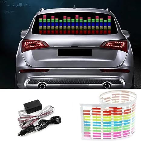 Sonido con sensor activado por música para coche, etiqueta engomada ecualizador, ritmo LED, luz de flash LED de audio (90 × 9.8 in, multicolor)