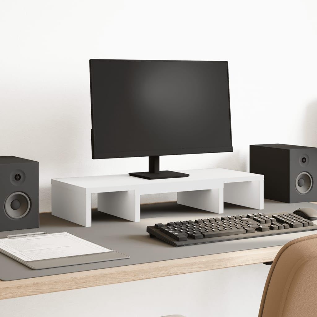 Vidaxl Monitor Stand Computer Monitor Riser Adjustable Engineered Wood White