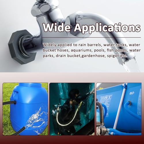 Image of 1pc 2 Inch NPT2 PVC Bulkhead Fitting | Plastic Water Tank Connector, Threaded Thru-Bulk Pipe Fittings, For Rain Barrels, Aquariums, Ponds, Pools