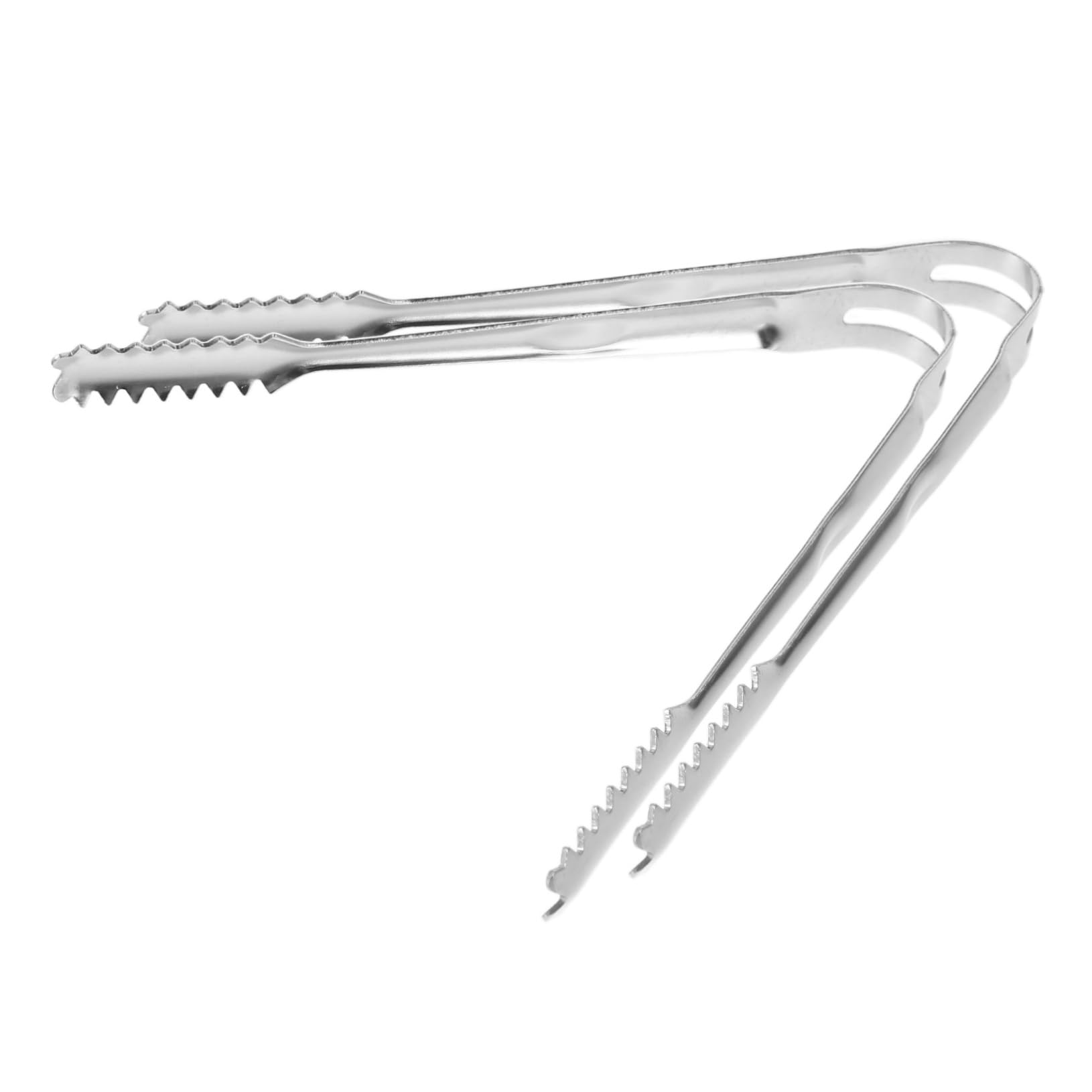 Wakauto Sturdy Stainless Steel Ice Cube Tongs Metal Grilling Tongs Non-slip Handle Versatile for Kitchen Catering and Outdoor Cooking