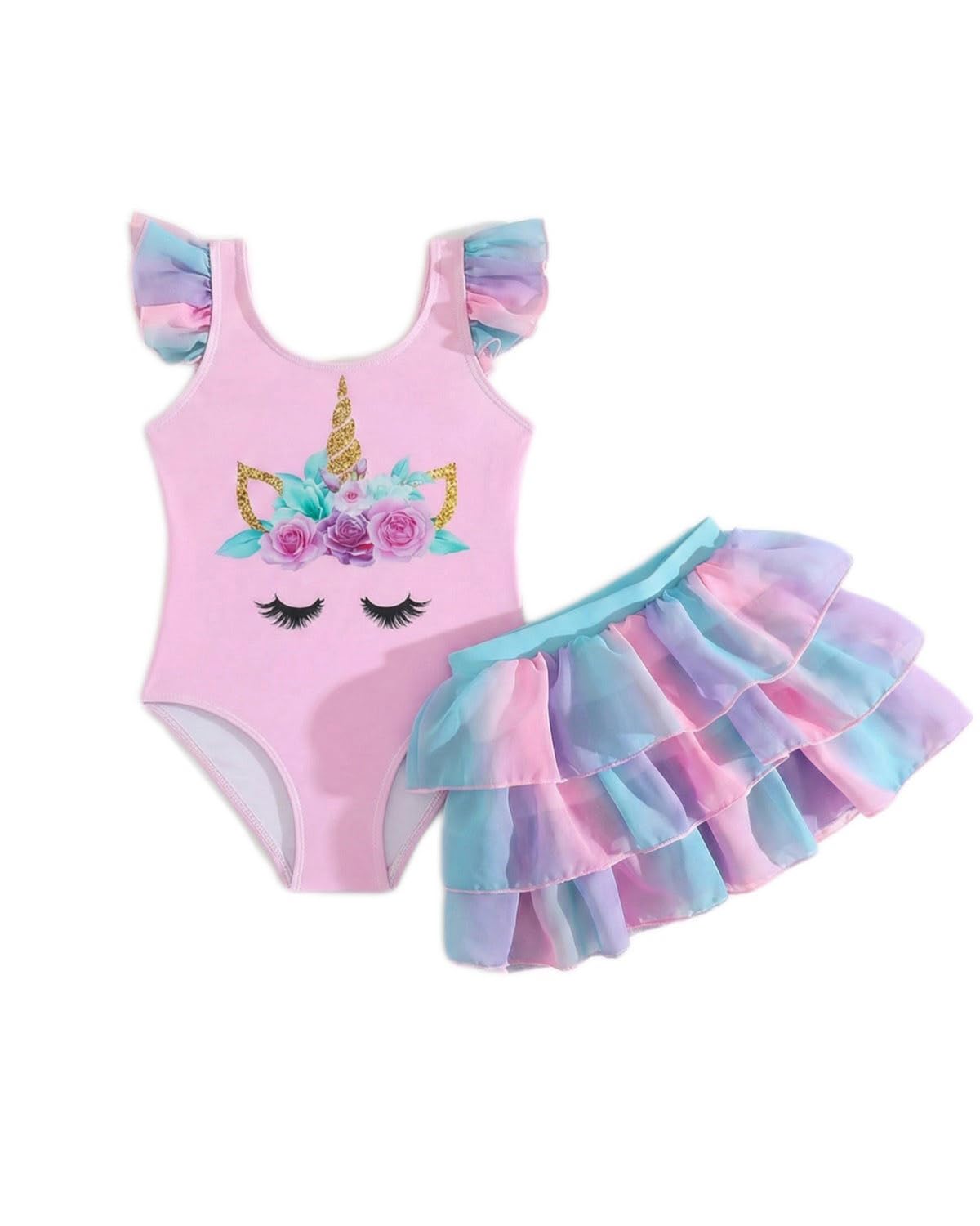 DivingBirds Costume da bagno da bambina da 4 a 8 anni