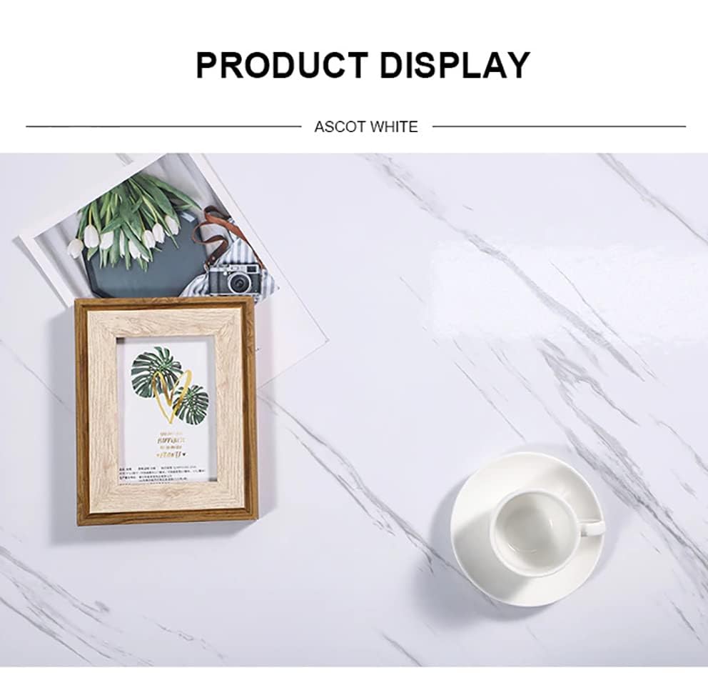 Image of GLUN Marble Wallpaper Furniture Sticker (45 x 100 cm) Kitchen Counter, Cabinet Makeover, Almirah, Plastic & Wooden Tabletop, Wardrobe, PVC DIY Self Adhesive, Beige Decorative Wallpaper (White, 3)