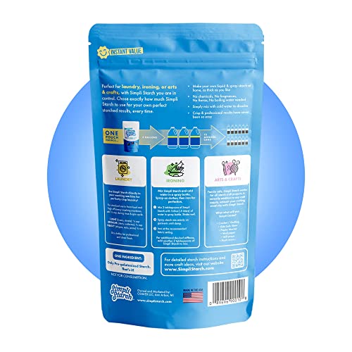 Simpli Starch® Dry Mix Makes Super Concentrated Liquid Starch For Laundry. Add Mix Directly To Washer Rinse Cycle, Ideal Refill For Non-Aerosol Spray Bottles & Travel, Perfect For Crafts - 1 Pack-16oz