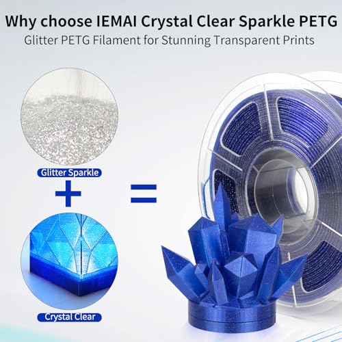 Image of IEMAI Glitter Clear PETG Filament 1.75mm 1KG Blue, Sparkly Transparent Finish 3D Printer Filament Easy to Print for Lampshades, Home Decor & DIY Models