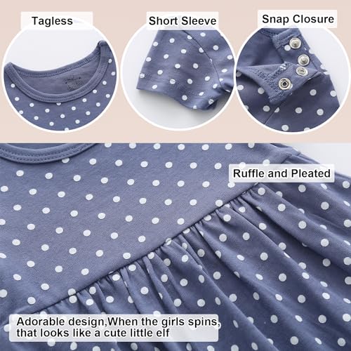 Zanie Kids Baby Girls Summer Dress 100% Cotton Easter Clothing Short Sleeves3