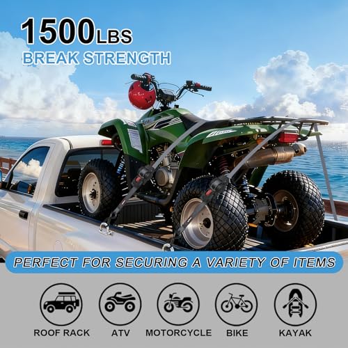 Strgenie Retractable Ratchet Straps12FT Automatic Ratchet Tie Down Straps Self Ratcheting Cargo Straps for Motorcycle, Truck, Boat by Strgenie - Image 5