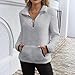 Kenhansion Quarter Zip Sherpa Pullover Women Soft Texture Cable Fuzzy Fleece Pullover Fall Fashion Warm Cropped Sweatshirts (Light Grey,Large)