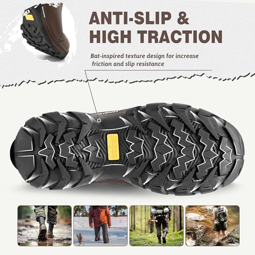 Image of WOVENPAK Rubber Boots for Men, Mens Boots Waterproof Insulated Hunting Boots with Steel Shank, Neoprene Rubber Work Mud Boots Outdoor All Season, Size 6-13