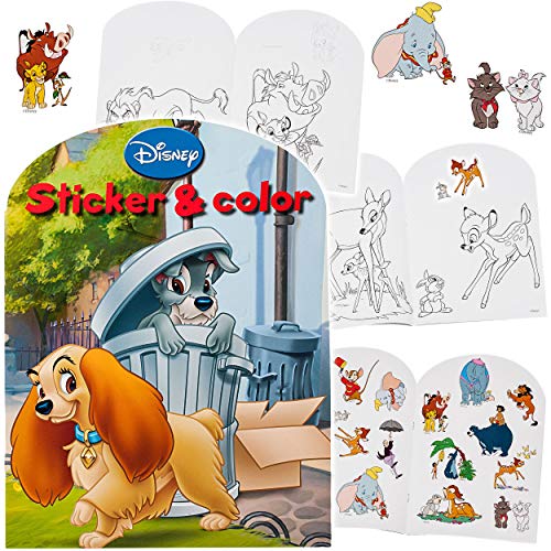 32 Seiten großes XL Malbuch - A4 - Disney Tiere & Filme - Dschungelbuch - Bambi - mit vielen Sticker & Aufkleber…