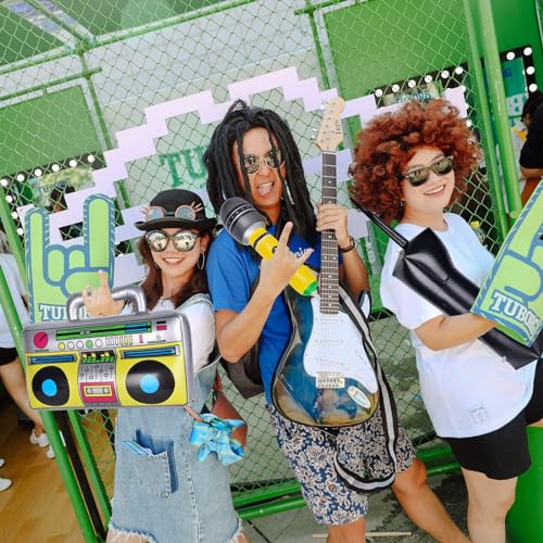 Inflatable Boom Box & Phone Prop - 90s Style Microphones for 80s 90s Parties - Image 6