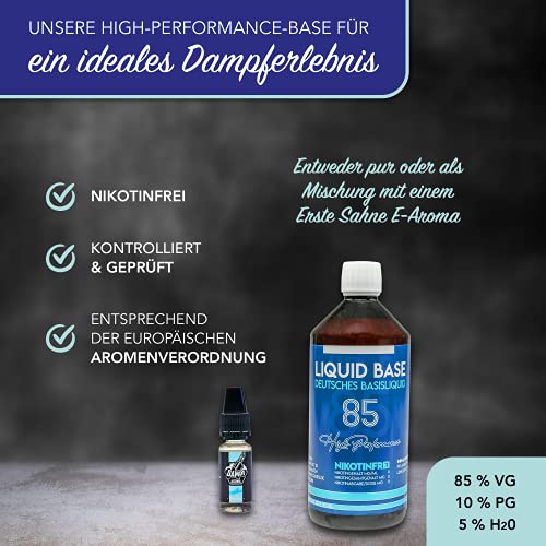 Erste Sahne Basen mit einzigartiger 85% VG / 10% PG / 5% H20 Mischung | Basis zum Mischen von E Liquid | Nikotinfrei… – Bild 7