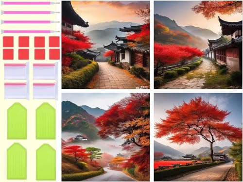 DIY Diamant Painting Adulte Enfant paysage d'automne, kit broderie complet 100x100cm
