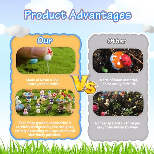 Tardigrade 200 Pieces Fairy Garden Accessories, Fairy Garden Kit, Miniature Figurines, Fairy Garden Animals, Environmental Resin Micro Landscape Ornaments for DIY Mini Garden Yard Decor
