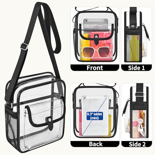 Image of SPODEARS Clear Crossbody Bag for Stadium, Concert, Festival & More - Adjustable Shoulder Strap & Bottle Holder