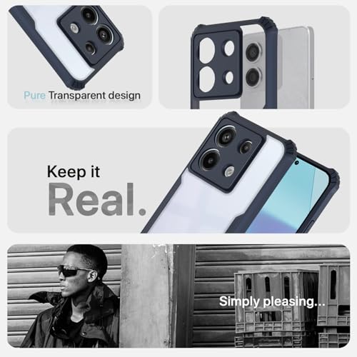 Image of Outlouders Back Cover for Redmi Note 13 5G | Ultra Hybrid Transparent | Full Camera Protection | Raised Edge | Crystal Clear Bumper Case (Blue)
