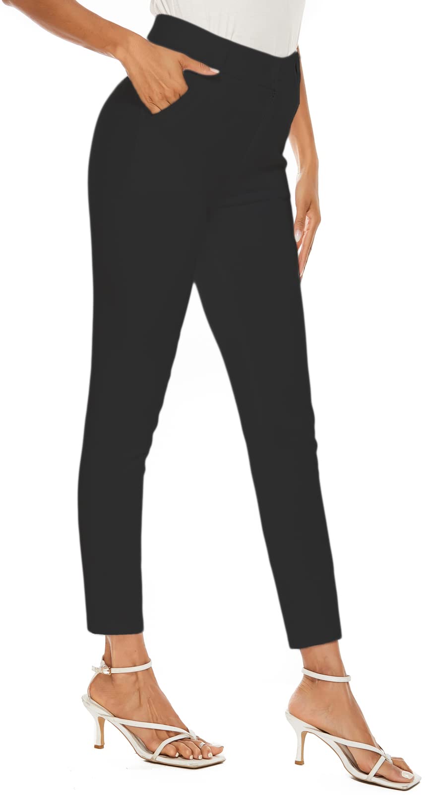 Womens High Waist Skinny Comfy Stretchy Work Pants With Pockets