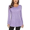 FREEYE-Womens-Long-Sleeve-Workout-T-Shirts-with-Built-in-Padded-Bra-Gym-Athletic-Running-Yoga-Tunic-Tops FREEYE Yoga Sports Workout Tops for Women, Long Sleeve Fall Sportswear Active-wear for Running Hiking Jogging with Mesh Breathable Padded Bra, Lightweight,Tummy Hiding Purple