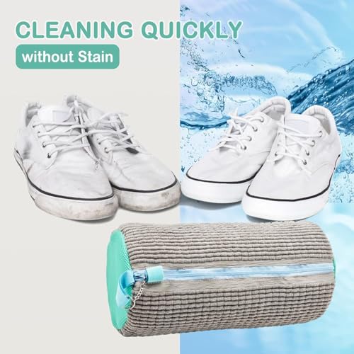 Image of Glivary Shoe washing machine bag, Laundry shoe pouch for washer and dryer, Reusable and Durable Zipper Plush Washing Machine Bag for Sneakers, Delicates and Toys(Laundry Bag) (yellow /grey, pack of 2)