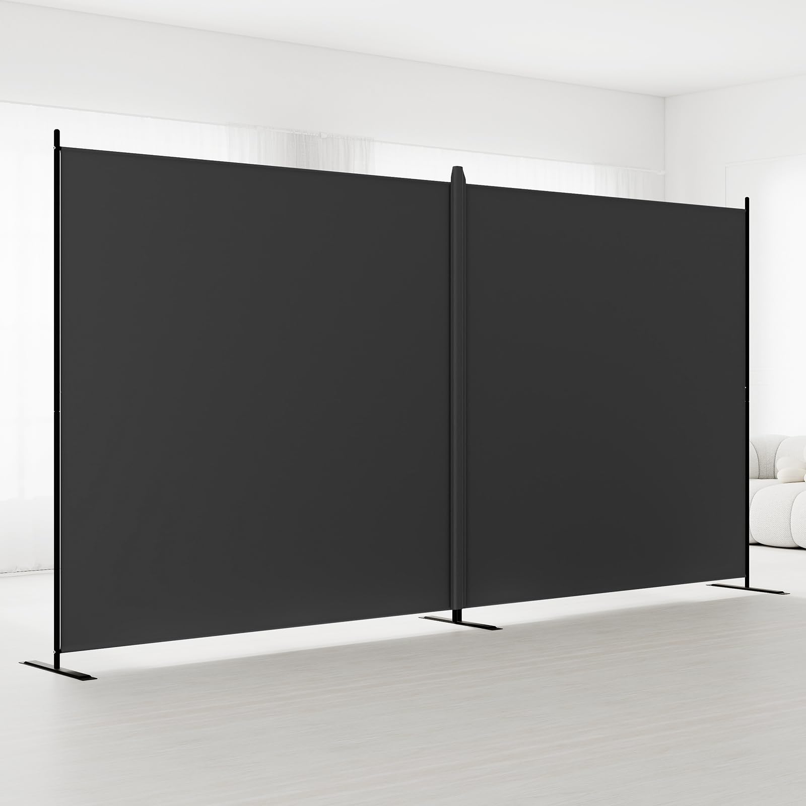 Kokorona 2 Panel Room Divider, 6FT Tall Folding Privacy Screen Wall Dividers, Portable Privacy Screen Freestanding Room Divider for Room Separation, Included - Cover Strips, Grey, 143''W x 70''H
