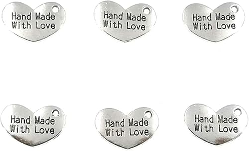 Colgante hecho a mano con dije de amor, en forma de corazón, con mensaje de palabra, para hacer joyas (50 unidades, tono plateado antiguo), Zinc disponible en Yaxa Peru