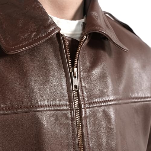Mens leather jacket Genuine Lambskin Bomber Jacket men Brown with Removable Sherpa Collar– Premium Leather jacket men3