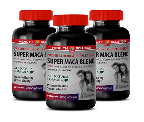 Men Sexual Health Supplements - Super MACA Blend - Promote Healthy Sexual Vitality - l-arginine and yohimbine - 3 Bottles 180 Capsules