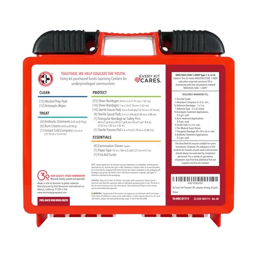 Be Smart Get Prepared OSHA/ANSI First Aid Kit - 10 Person, 100 Pieces - Designed for Home, Business, School, Industrial, and Restaurants - Compact & Portable - Image 4