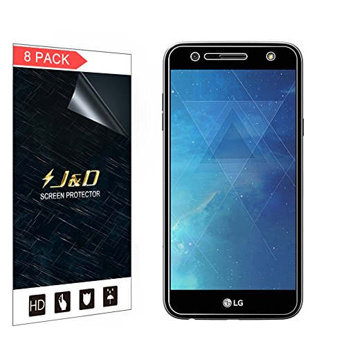 J&D Compatible para 8 Paquetes LG X Power 2 Protector de Pantalla, [NO Cobertura Completa] Prima Escudo de Película Transparente HD Protector de Pantalla para LG X Power 2