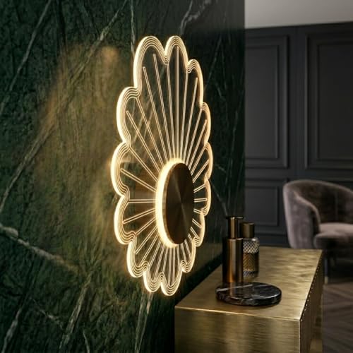 Image of Groeien 12W Modern LED Acrylic Artistic Sunray Floral Petal Design Sconce Gold Wall Light for Bedroom Living Room Corridor Lighting Fixtures Wall Mount (1, Golden Petal)