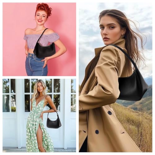 Image of Mini Shoulder Bag,Retro Classic Hobo Bags for Women,Black Shoulder Purse with Zipper Closure (Black)