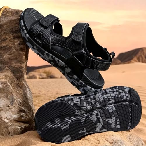 Image of KuaiLu Mens Leather Hiking Sandals with Orthopedic Arch Support Footbed | Sport Recovery Athletic Waliking Sandals For Man Outdoor Summer Casual Thick Cushion Beach Water Fisherman Sandal Size 7-15
